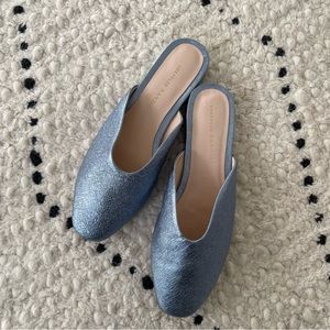 Loeffler Randall Quin Crinkle Metallic Mule Flat - size 7